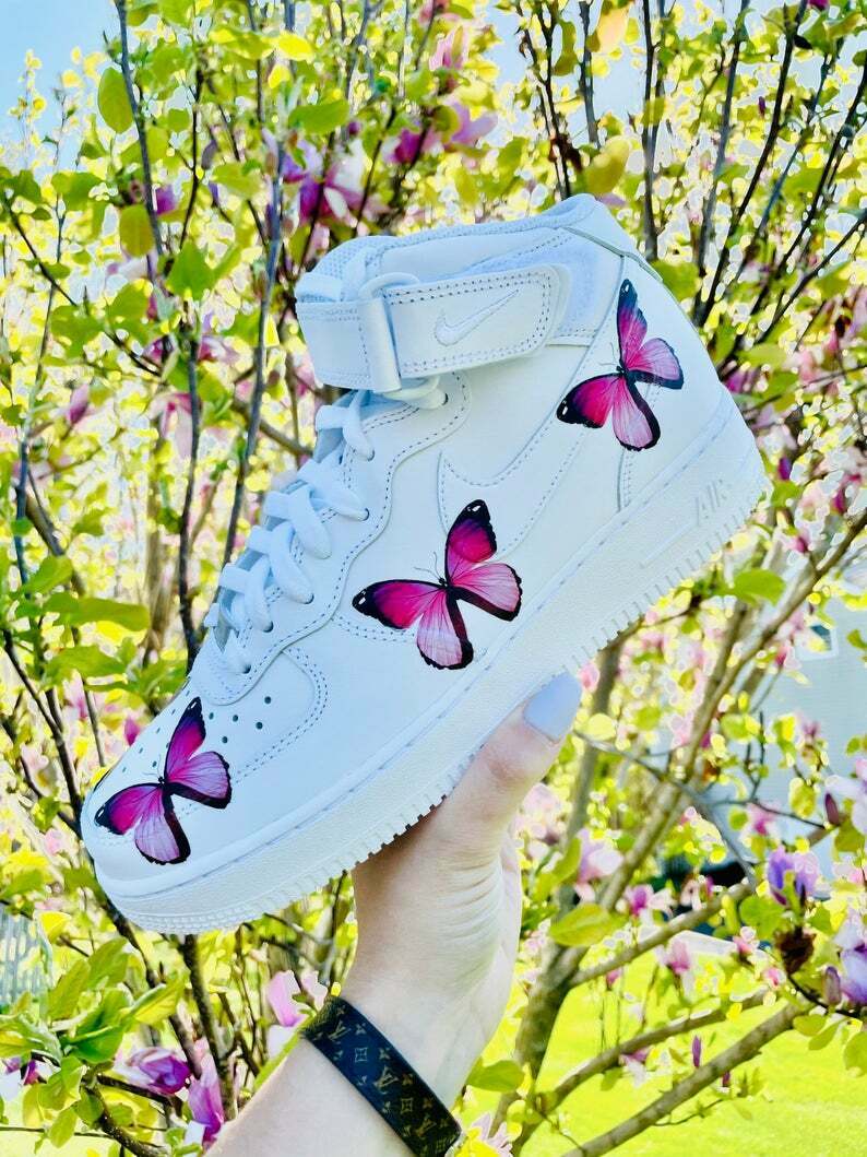 Nike Air Force 1 Custom Shoes Rose Butterfly Men Women Kids All Sizes –  Rose Customs, Air Force 1 Custom Shoes Sneakers Design Your Own AF1