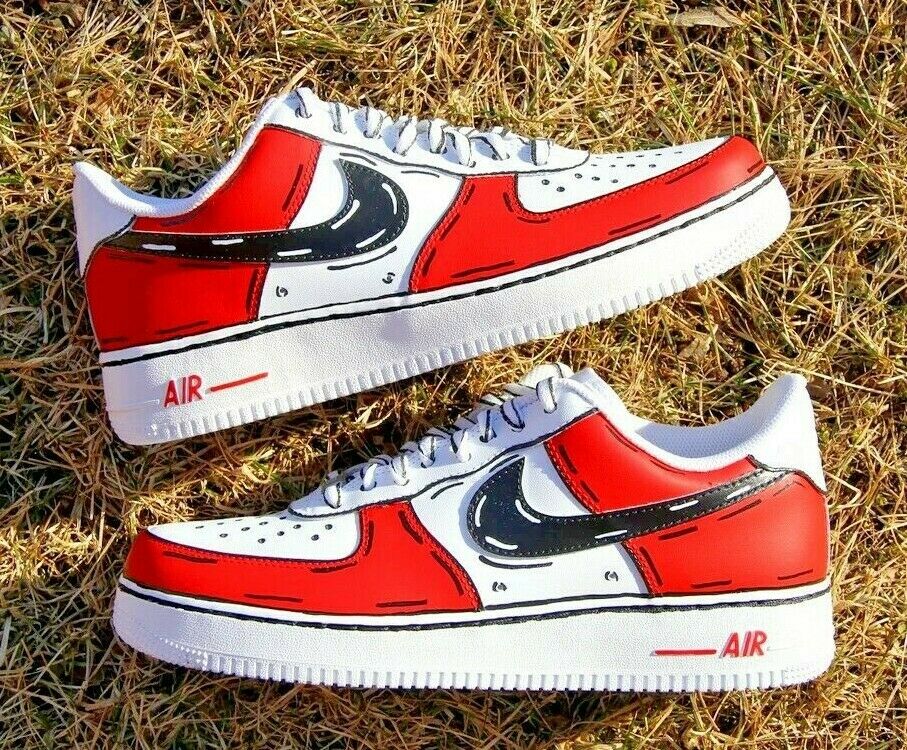 Air Force 1 Custom Shoes Low Cartoon Red Black White Outline All Sizes –  Rose Customs, Air Force 1 Custom Shoes Sneakers Design Your Own AF1