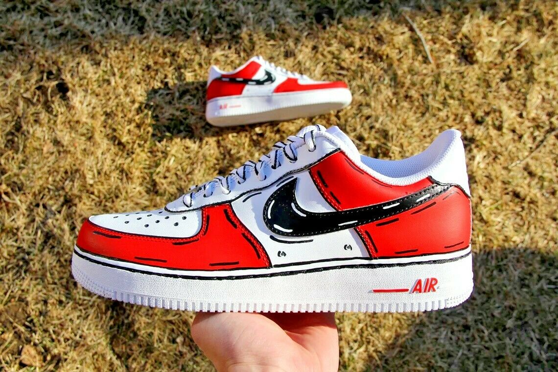 Air Force 1 Custom Shoes Low Cartoon Red Swoosh Black Outline All Size –  Rose Customs, Air Force 1 Custom Shoes Sneakers Design Your Own AF1
