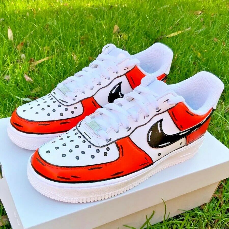 Nike Air Force 1 Custom Low Cartoon Chicago Red Shoes White Black