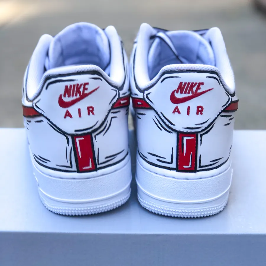 Nike Air Force 1 Custom Low Cartoon Chicago Red Shoes White Black