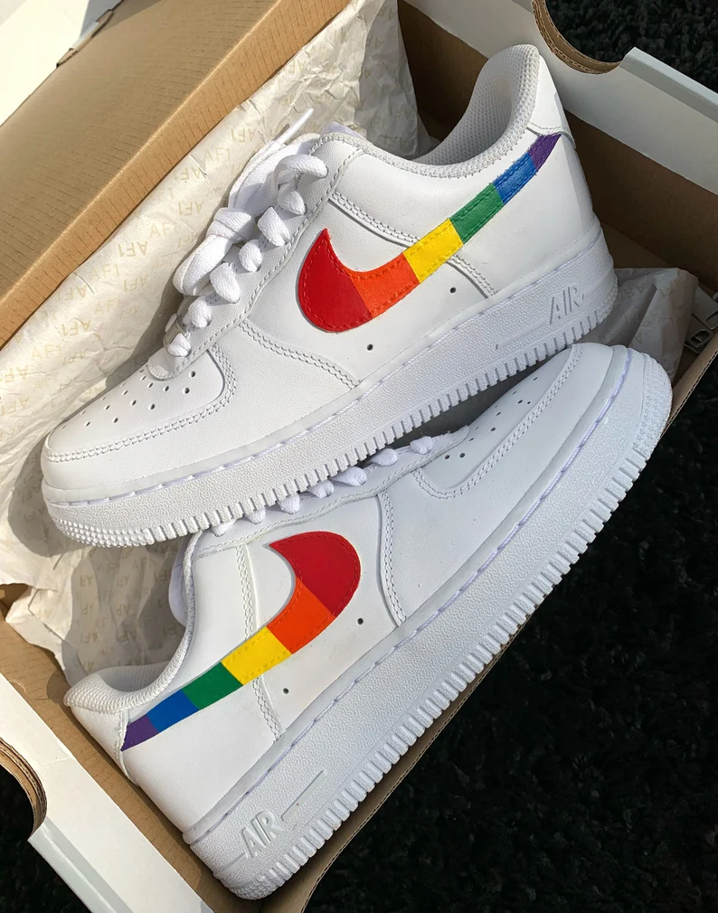 Nike Air Force 1 Custom White Shoes Drip Pink Swoosh Sneakers All Sizes