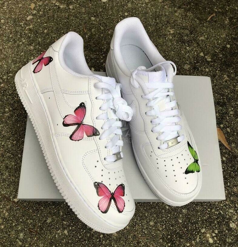 Nike Air Force 1 Low Green Monarch Butterfly Fun Custom Shoes All