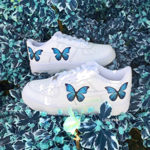 Custom Nike Air Force 1 Low AF1 blue Butterflies Blue Drip 