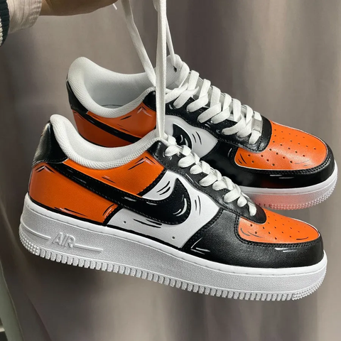Air Force 1 Custom Low Cartoon Dark Orange Shoes White Black Outline M –  Rose Customs, Air Force 1 Custom Shoes Sneakers Design Your Own AF1