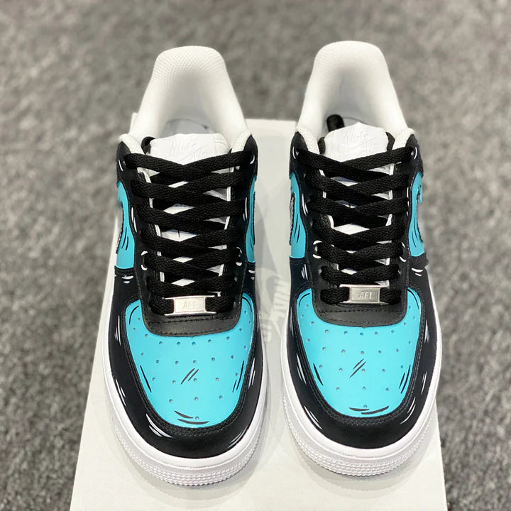 Nike Air Force 1 Cartoon Custom Low Shoes White Black Gray Outline
