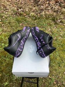 Air Force 1 Custom Low Lilac Violet Splatter Swoosh Black Shoes Men Women Kids All Sizes AF1 Sneakers