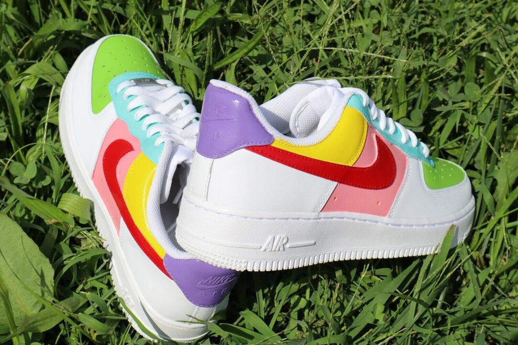 Air Force 1 Custom Low Pastel Multi Color Shoes Green Teal Red Yellow Pink Purple All Sizes AF1 Sneakers 14 Mens (15.5 Women's)