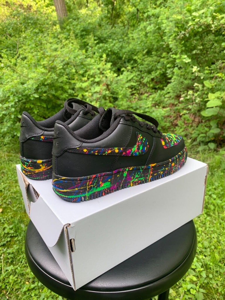 Nike Air Force 1 Black Neon Outline Custom Shoes Blue Green Yellow Pink All  Size