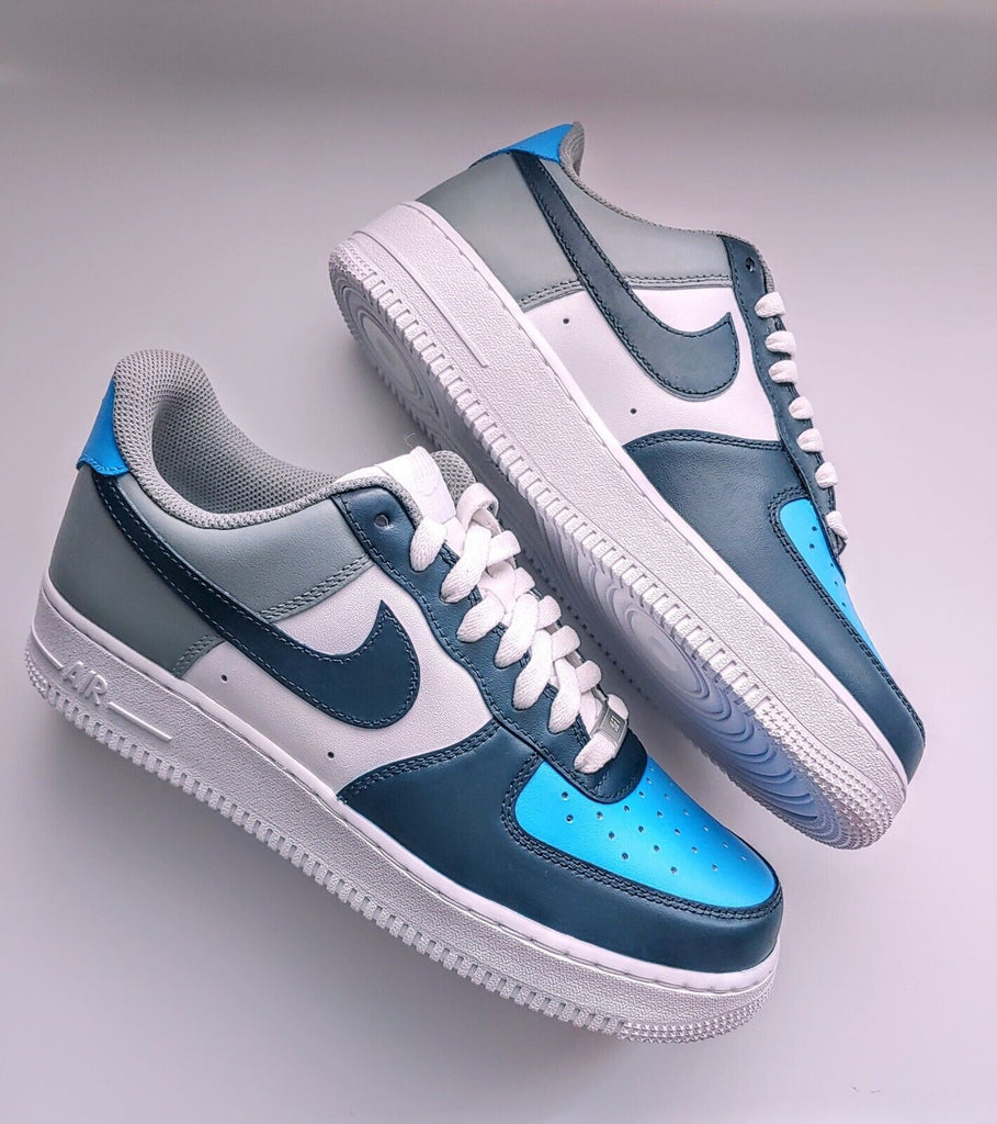 Nike Air Force 1 Custom Shoes Low Two Tone Blue Light Dark Men