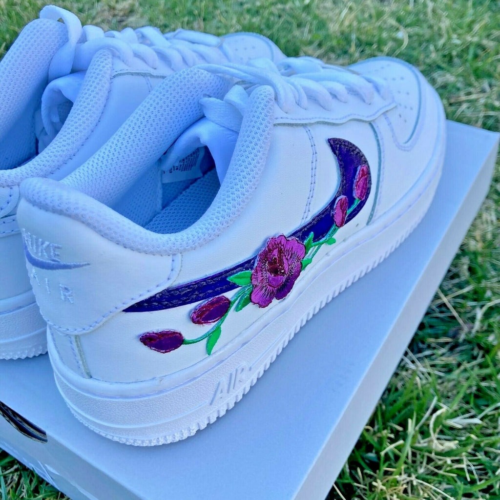 Air Force 1 Custom Low Purple Rose Floral White Black Shoes Women Kids –  Rose Customs, Air Force 1 Custom Shoes Sneakers Design Your Own AF1