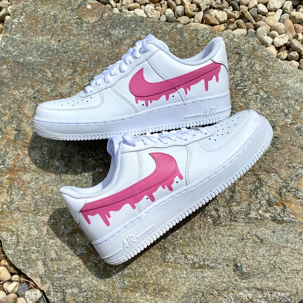 Custom Sneakers Air Force 1s Custom Blue Pink Drip 