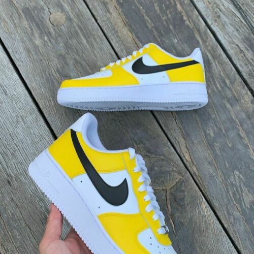 Air Force 1 Custom Low Black Yellow White Casual Shoes Men Women Kids –  Rose Customs, Air Force 1 Custom Shoes Sneakers Design Your Own AF1