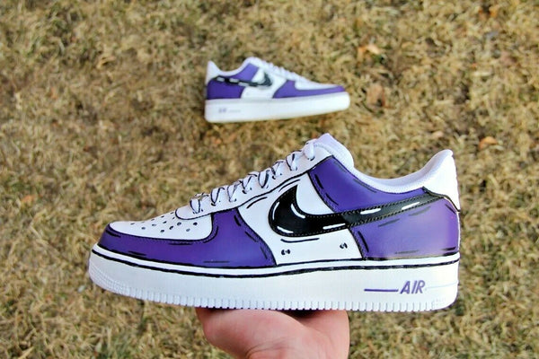 Air Force 1 Custom Low Cartoon Purple Shoes White Black Outline Mens Womens AF1 Sneakers 2
