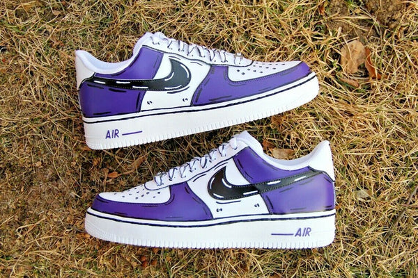 Air Force 1 Custom Low Cartoon Purple Shoes White Black Outline Mens Womens AF1 Sneakers 4