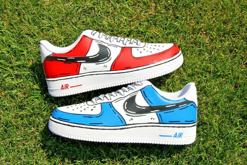 Air Force 1 Custom Low Cartoon Red White Blue Shoes Black Outline All –  Rose Customs, Air Force 1 Custom Shoes Sneakers Design Your Own AF1