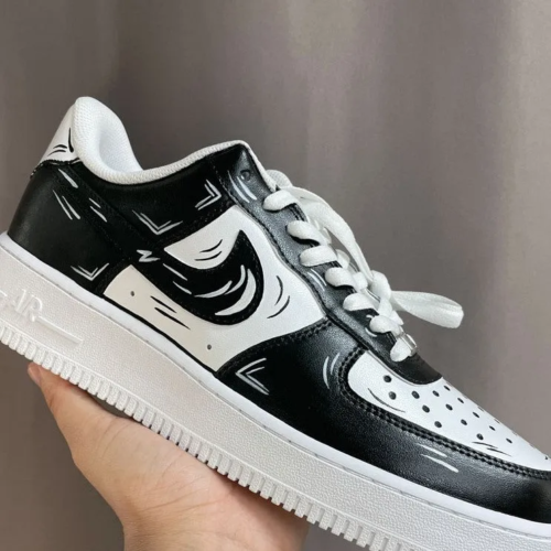 Nike Air Force 1 Cartoon Custom Low Shoes White Black Gray Outline Mens  Womens
