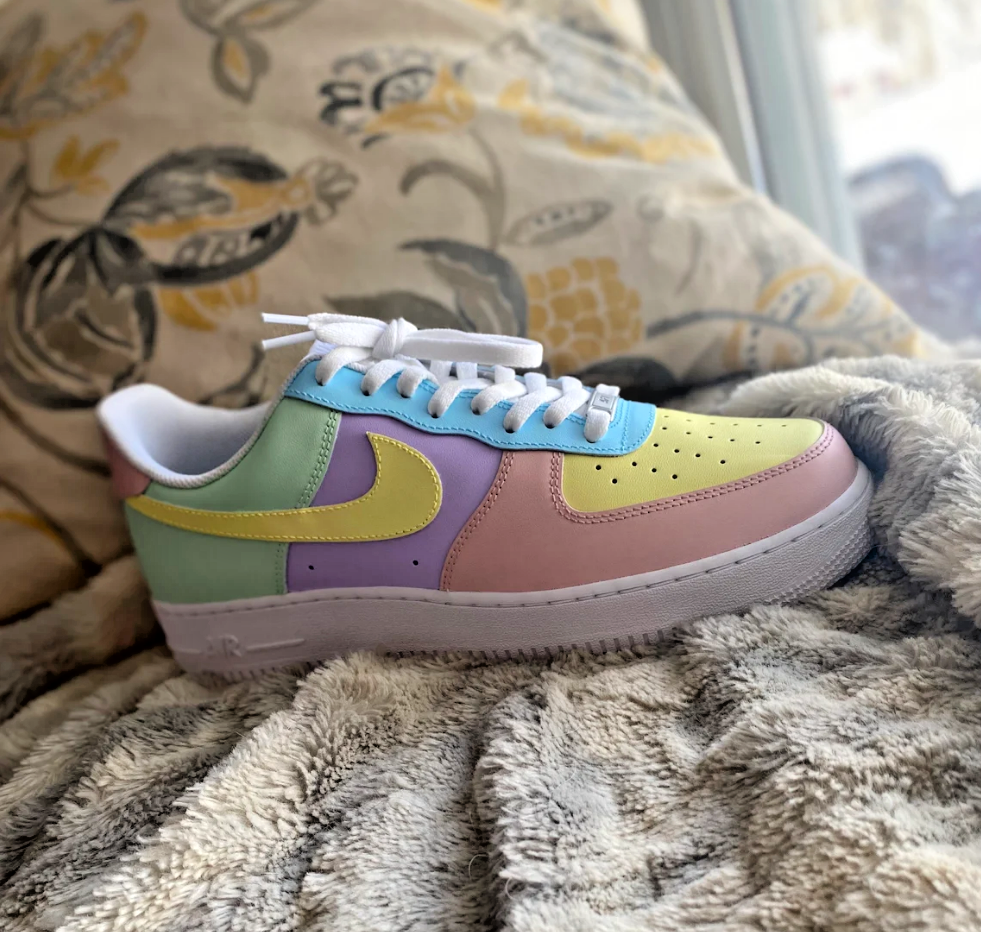 Nike Air Force 1 Sage Low Purple Green Blue White Custom Painted Shoes NWT