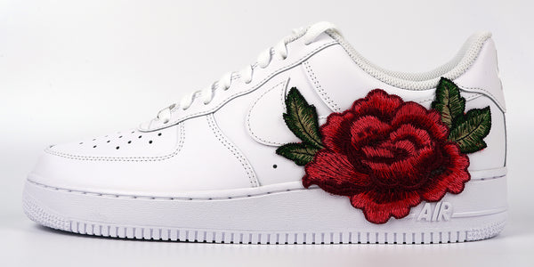 Nike Air Force 1 Custom Low Red Rose Small Flower Floral White Custom Shoes Men Women & Kids All Sizes Side