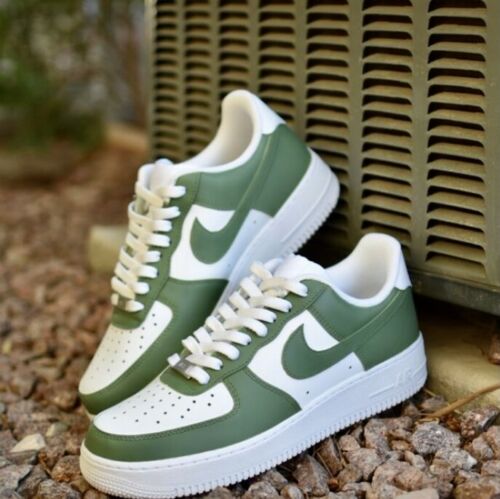 Olive Green Custom Air Force 1 - Hand Painted AF1 - Custom Forces