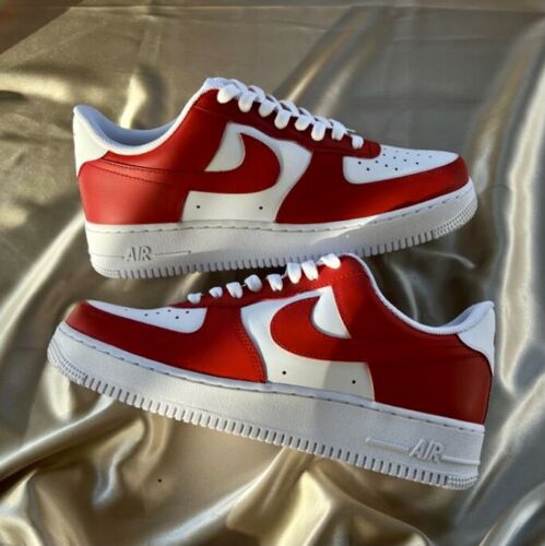 Air force 1 red and white mens best sale