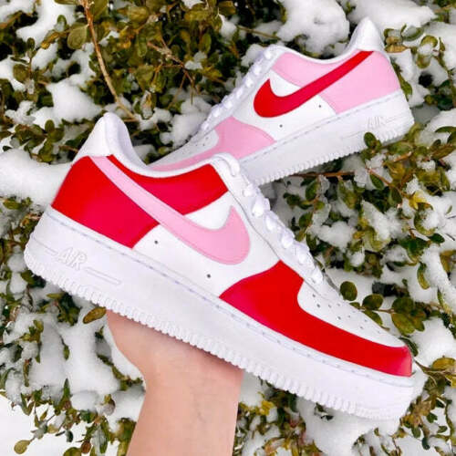 Nike Air Force 1 Custom Low Drip Hot Pink White Shoes Sneakers Womens Kids  Sizes