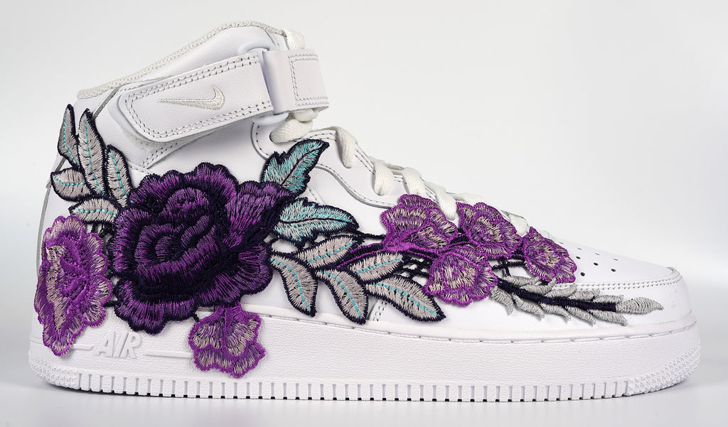 Air Force 1 Custom Low Purple Rose Floral White Black Shoes Women Kids –  Rose Customs, Air Force 1 Custom Shoes Sneakers Design Your Own AF1