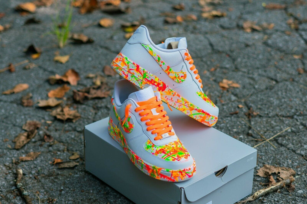 Nike Air Force 1 07 White Fluorescent Yellow Customized Shoes