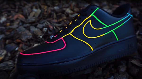 Air Force 1 Custom Shoes Black Neon Outline Blue Green Yellow Pink All Sizes AF1 Sneakers 3