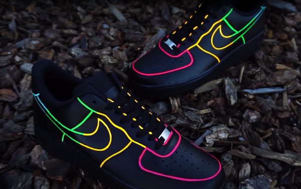 Air Force 1 Custom Shoes Black Neon Outline Blue Green Yellow Pink All Sizes AF1 Sneakers 4