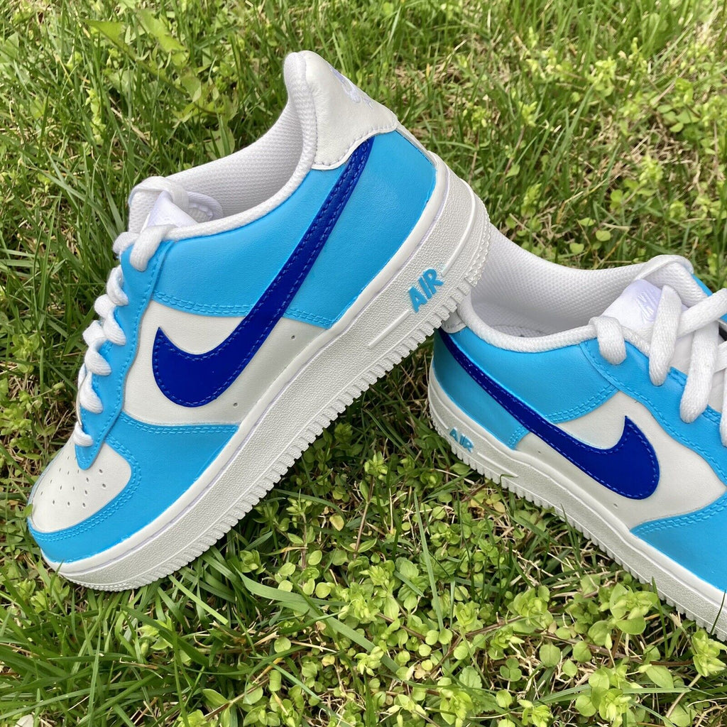 Nike Air Force 1 Custom Shoes Low Two Tone Blue Light Dark Men