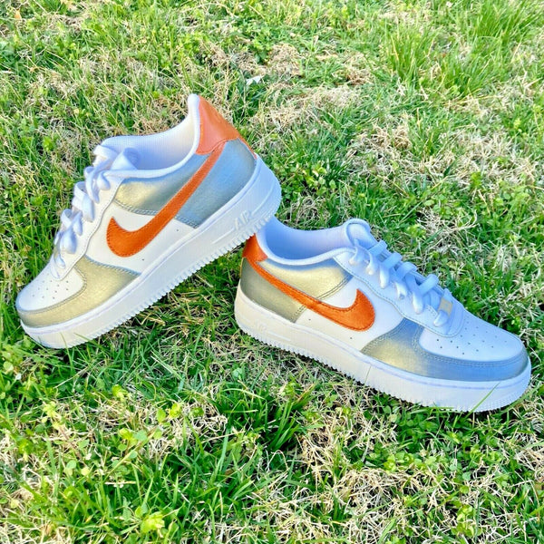 Air Force 1 Custom Shoes Metallic Two Tone Copper Pewter Silver Men Womens AF1 Sneakers 7
