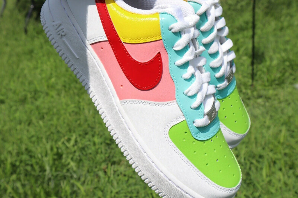 Air Force 1 Custom Sneakers Pastel Red Yellow Pink Purple Green Blue White AF1 Shoes 11.5 Mens (13 Women's)