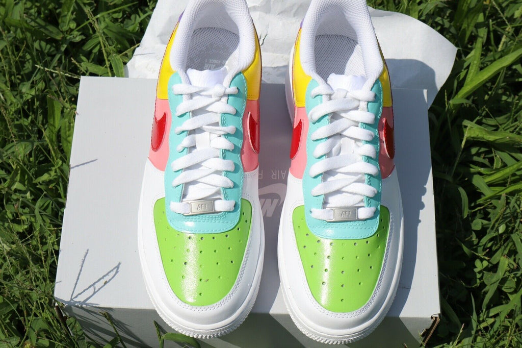 Air Force 1 Custom Sneakers Pastel Red Yellow Pink Purple Green Blue White AF1 Shoes 11.5 Mens (13 Women's)